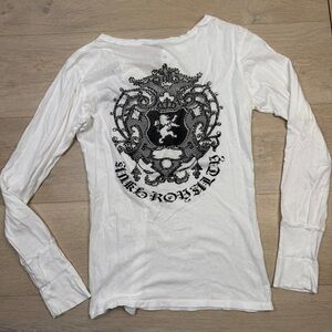 White Long Sleeve with Black Graphic Design